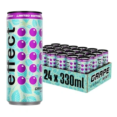 Abbildung von effect® GRAPE MINT Energy Drink 24 x 0,33l Dose Erfrischungsgetränk mit Trauben Minze Geschmack Energieschub im 24er Einweg Dosen Tray