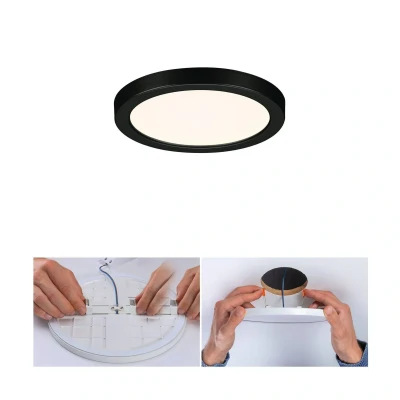 Abbildung von Paulmann 79960 LED Panel Einbaupanel Areo IP44 118mm rund incl. 1x6,5 W Warmweiß Schwarz Kunststoff Beleuchtungssystem 3000 K