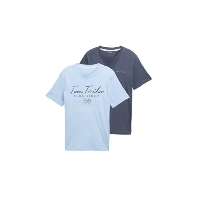 Abbildung von TOM Tailor 2 PACK Tshirt print, Herren, Größe: XXL, Blueish grey