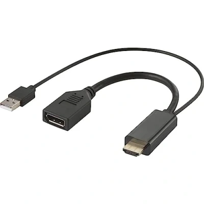 Abbildung von Renkforce RF 4777274 HDMI/DisplayPort Adapterkabel [1x HDMI Stecker, USB 2.0 Stecker A 1x DisplayPort Buchse] Schwa