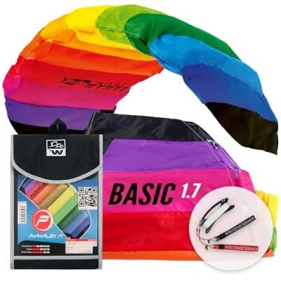Abbildung von Lenkmatte Paraflex Basic 1.7 (regenbogen) flugfertig m. Schnur &amp; Lenkschlaufen