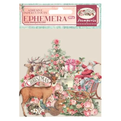 Abbildung von Stamperia Ephemera for Scrapbooks, Albums, and Bullet Journals, Pink Christmas, Adhesive Paper Cut Outs, Easy to Apply, Perfect Crafts Gifting (All You Need Christmas) (35 pieces)