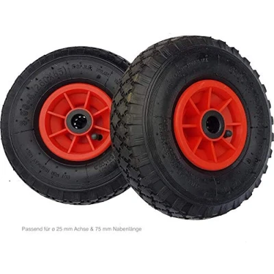 Abbildung von 2 x FROSAL Rad Bollerwagen 25 mm Achse Ersatzrad Reifen Sackkarre Ersatzreifen Sackkarrenrad Luftreifen Rollenlager Kugellager