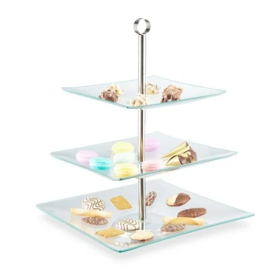 Abbildung von relaxdays Etagere 3 Etagen, Glas
