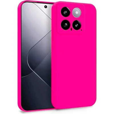 Abbildung von MyGadget Silikon Hülle kompatibel mit Xiaomi 14 Zweilagige Handyhülle Kameraschutz Cover Innenfutter &amp; außen Magenta Rot