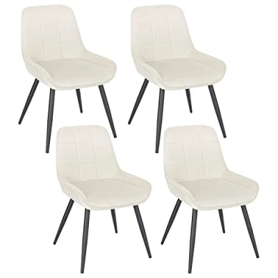 Abbildung von WOLTU Esszimmerstühle 4er Set, Polsterstuhl Samt, Küchenstuhl gepolstert, Akzentstuhl für Wohnzimmer Schlafzimmer Küche, ergonomischer Stuhl mit Rückenlehne, Cremeweiß, BH331cm 4