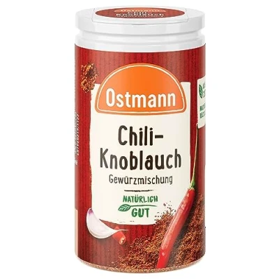 Abbildung von Ostmann Gewürze Chili und Knoblauch Gewürzzubereitung Würzig pikanter Geschmack für Fleischgerichte 40 g in der Streudose