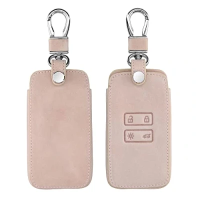 Abbildung von kwmobile Autoschlüssel Kunstleder Hülle kompatibel mit Renault 4 Tasten Smartkey (nur Keyless Go) Schlüsselhülle in Rosegold