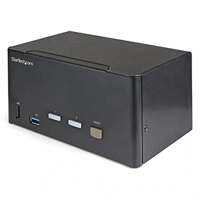 Abbildung von StarTech.com 2 Port DisplayPort KVM Switch 4K 60 Hz UHD HDR DP 1.2 Umschalter mit USB 3.0 Hub Anschlüssen (5 Gbit/s) und 4X 2.0 HID Anschlüssen, Audio Hotkey TAA (SV231TDPU34K)