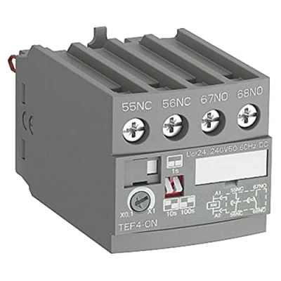 Abbildung von ABB Zeitschalter/Zeitblock mit verzögerter Anziehung 24 240V AC/DC für die Montage auf AF Schütze AF09...AF96. Typ: TEF4 ON