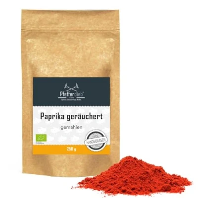 Abbildung von Paprika geräuchert, gemahlen, Paprikapulver Premium BIO Qualität, handverlesen, 250g Pfefferdieb®