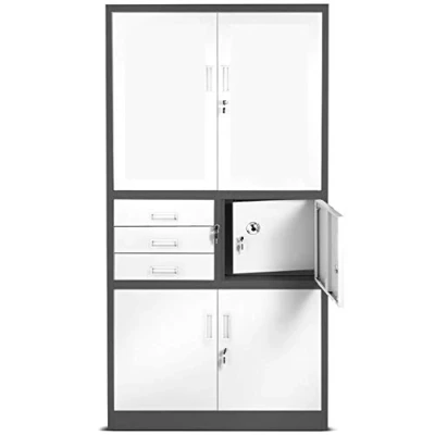 Abbildung von Jan Nowak Aktenschrank, Büroschrank, Metallschrank mit Tresor 3 Schubladen, Höhenverstellbare Fachböden, Geheimfach, Pulverbeschichtet für Büro, Archiven 185 cm x 90 40 cm, Anthrazit Weiß