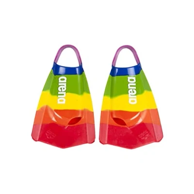 Abbildung von Arena Unisex Erwachsene Powerfin Pro II Schwimmtraining Flossen Männer und Frauen Silikon Kurze Klinge Links/Rechts Maßgeschneidert, Pride, Größe 45 46