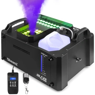 Abbildung von BeamZ BLAZE2200 Nebelmaschine mit Lichteffekt, 2200 Watt, Horizontal und Vertikal, Fog Machine LED Rauchmaschine Funkfernbedienung, Disco Partynebel, Smoke für DJs, Veranstaltungen