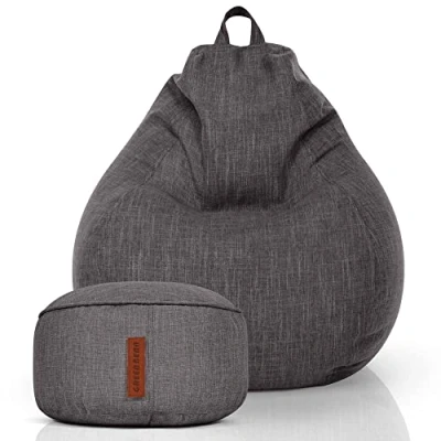 Abbildung von Green Bean Sitzsack Home Linen (Indoor Riesensitzsack und Pouf mit EPS Perlen Füllung, Kuschelig Weich Waschbar), Drinnen Stoff Bodenkissen Liegekissen Sitzkissen Lounge