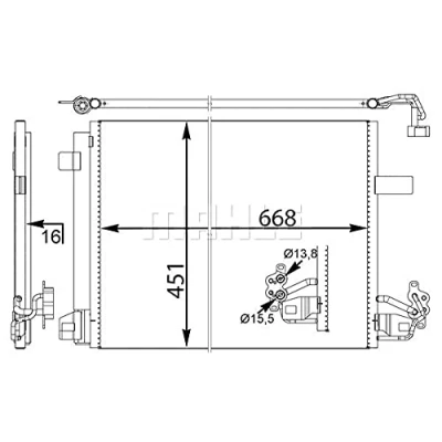 Abbildung von MAHLE ORIGINAL AC 774 000S Klimakondensator mit Trockner 15, 16 13,7 668 VOLKSWAGEN: Multivan 5 (7HM, Transporter Bus, Kastenwagen