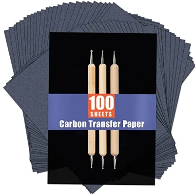 Abbildung von psler Carbon Paper Sheets Transfer Papier Kohlepapier zum Nachzeichnen von Graphit Transferpapieren 100 St¨¹ck, schwarzes Graphitpapier A4, 21 x 30 cm