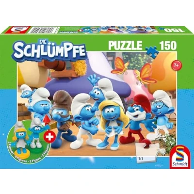 Abbildung von Schmidt Spiele Puzzle Schlumpfige Freunde, 150 Teile, mit Add on (2 Figuren), Puzzleteile