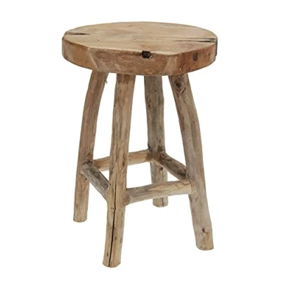 Abbildung von Spetebo Sitzhocker Massivholz Teak Ø 30 cm natur (einzelner Hocker, 1 St., Teak), Naturprodukt