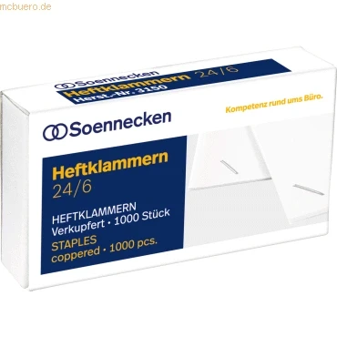 Abbildung von Soennecken Heftklammern 3150 24/6 verkupfert 1000 Stück