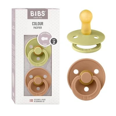 Abbildung von BIBS Colour Schnuller 2er Pack, BPA frei, Kirschform Nippel. Naturkautschuk/Latex, Größe 2 (6 18 Monate), Meadow/Earth