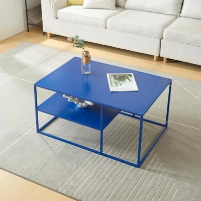 Abbildung von en.casa Couchtisch, »Solund« Beistelltisch Stahl 45x90x60 cm Dunkelblau