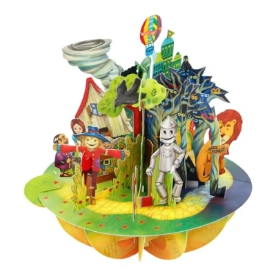 Abbildung von Santoro Pirouette, 3D Pop Up Grußkarte Zauberer von OZ, Geburtstagsgeschenke für Sie, Ihn, Tochter, Sohn (gelb, beige, braun)