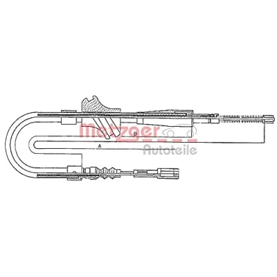 Abbildung von METZGER 10.7501 Handbremsseil hinten links 1195/415 COFLE AUDI: 80 B2, Coupe B2