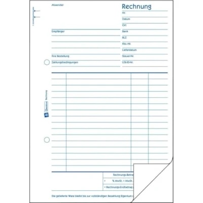 Abbildung von AVERY Zweckform 10 x Formularbuch Rechnung A5 hoch VE=2x50 Blatt
