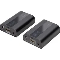 Abbildung von DIGITUS HDMI Extender Ultra HD, 4K, 60Hz Set (Sender/Empfänger) bis zu 60 m Reichweite Patchkabel (Cat 6, Cat 6A, 7) schwarz