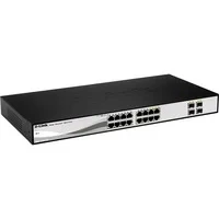 Abbildung von D Link DGS 1210 16/E 16 Port Smart Managed Gigabit Switch (16x 10/100/1000Mbit/s, 4x Glasfaser SFP/Combo Slots, lüfterlos &amp; energiesparend) Nur EU Netzkabel, Schwarz/Grau