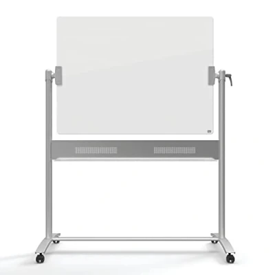 Abbildung von Nobo Diamond Mobile Glastafel, Doppelseitig und Horizontal Drehbar, Magnetisch, 1200 x 900 mm, Inkl. Marker Extra starken Magneten , Weiß, 1903943