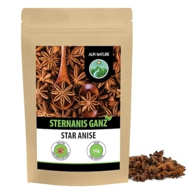 Abbildung von Sternanis ganz (50g), ganze Kapseln, 100% naturrein, Sternanistee natürlich ohne Zusätze, Star Anise