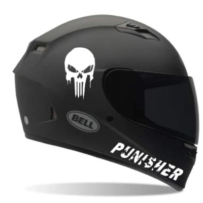 Abbildung von SUPERSTICKI 2X Punisher Helmaufkleber Helm Motorrad Aufkleber Bike Auto Racing Tuning aus Hochleistungsfolie Autoaufkleber Tuningaufkleber für alle glatten Fläc