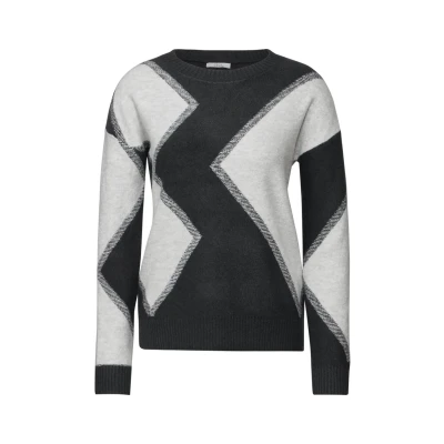 Abbildung von Cecil Gemusterter Strickpullover, Damen, Größe: XXL, Lila