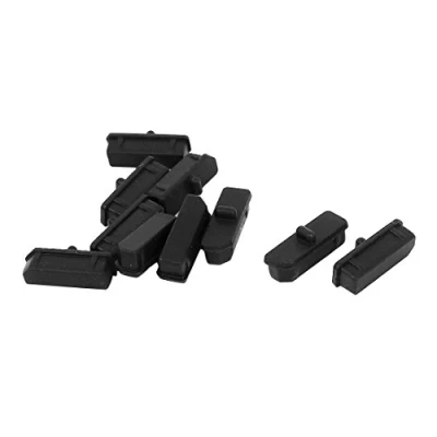 Abbildung von sourcing map 10 Stück Anti Staub Stecker, Silikon Computer Port Schutz Abdeckung Kappe Stopper für Display Port, Schwarz