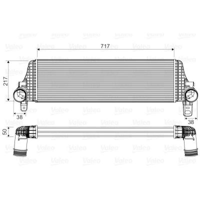 Abbildung von VALEO 818659 Ladeluftkühler ohne AGR Ventil VOLKSWAGEN: Transporter 5 Kastenwagen, Bus, Multivan (7HM
