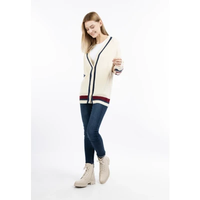 Abbildung von DREIMASTER Maritim Damen Strickjacke mit Knöpfen M/L / Off White Mehrfarbig 80% Viskose 20% Nylon