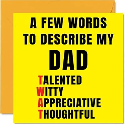 Abbildung von Geburtstagskarten für Papa Few Words Describe Tw*t Joke Happy Birthday Card for Dad from Son Daughter, Banter Gifts, 145 mm x Offensive Father&#039;s Day Greeting Cards Daddy
