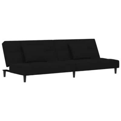 Abbildung von vidaXL Sofa Schlafsofa 2 Sitzer mit Kissen Schwarz Samt