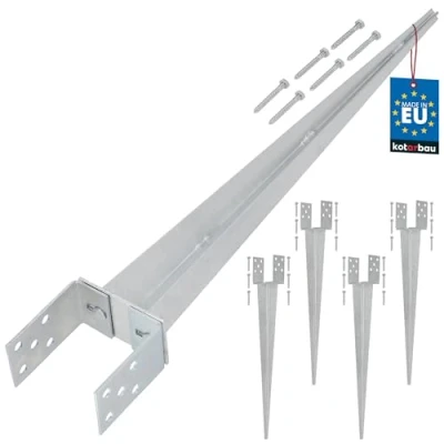Abbildung von KOTARBAU® 4er Set Einschlaghülse Pfostenträger 0 120 mm Stahl Silber Feuerverzinkt Verstellbar Bodenanker für Holzpfosten Erdanker Pfosten Bodenhülse Einschlagbodenhülse Anker