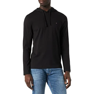 Abbildung von Tommy Hilfiger Herren Langarmshirt mit Kapuze , Schwarz (Black), S