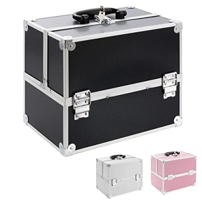 Abbildung von Arebos Kosmetikkoffer 15L, 5 Fächer, Aluminium, inkl. Schloss &amp; Schlüssel (Set)