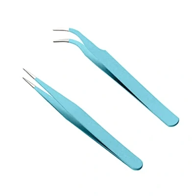 Abbildung von PAPABA DIY Pinzetten Werkzeug praktische geradkrümmte Make up Wimpern Pinzette verdickte breite Anwendung Blau