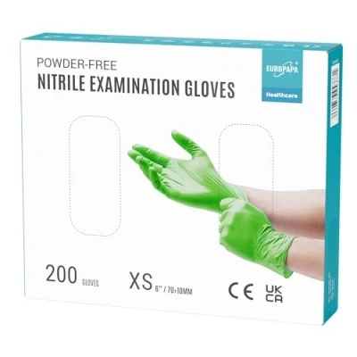 Abbildung von EUROPAPA Nitril Handschuhe Medical Einmalhandschuhe Untersuchungshandschuhe (100 Stück, puderfrei ohne Latex, Gummihandschuhe) unsteril latexfrei disposible gloves