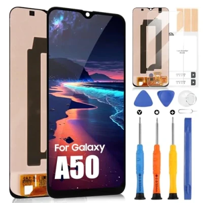 Abbildung von OLED LCD Display für Samsung Galaxy A50 A505F SM A505FN Bildschirm Ersatz Digitizer Assembly Ersatzglas Touchscreen mit Werkzeugen (6,4 Zoll, nicht A50s)