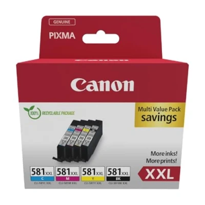 Abbildung von Canon CLI 581XXL BK/C/M/Y Tinte mit sehr hoher Reichweite Multipack Tintenpatrone