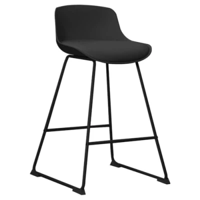 Abbildung von AC Design Furniture Tille Gepolsterter Tresenhocker aus Schwarzem Kunstleder mit Schwarzen Metallbeinen und Fußstütze, pflegeleicht, ideal für Esszimmer, Bar, Flur oder Küchenbereich