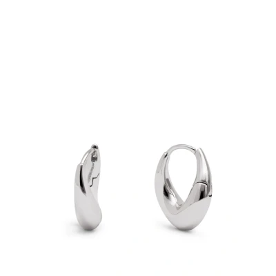 Abbildung von SINGULARU Ohrringe Organic Twist aus Messing mit Rhodium Beschichtung Organische und vielseitige Creolen Klickverschluss Verschiedene Oberflächen Schmuck für Frauen