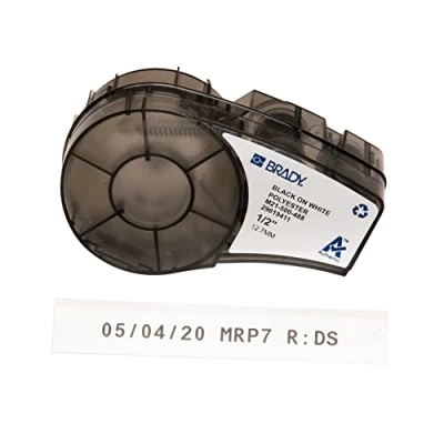 Abbildung von Brady (M21 500 488) Polyesterband für BMP21 PLUS; LAB; 12.70 mm x 6.40 m Schwarz auf Weiß